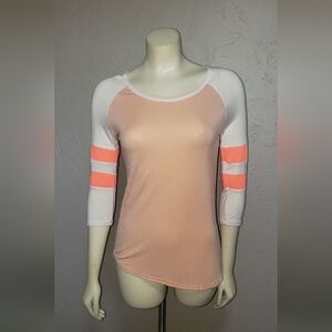 Peach and White Long Sleeve Top